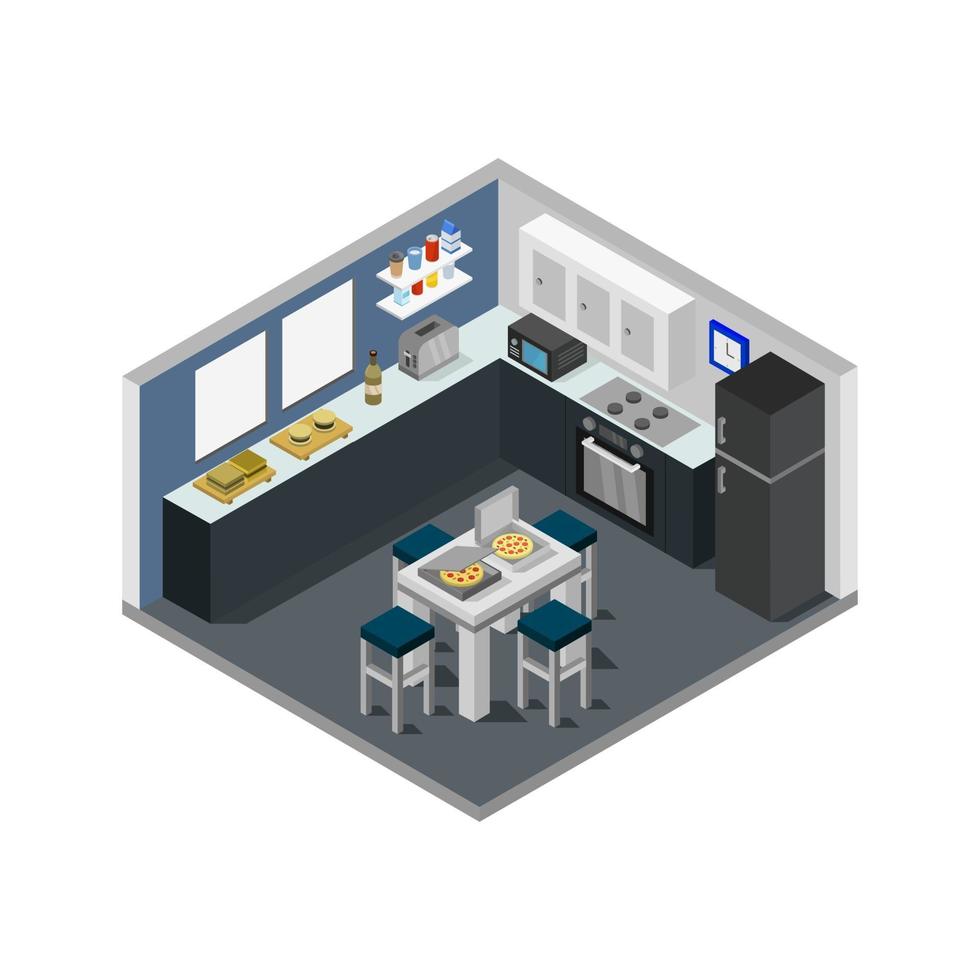Isometric kitchen room on a white background vector