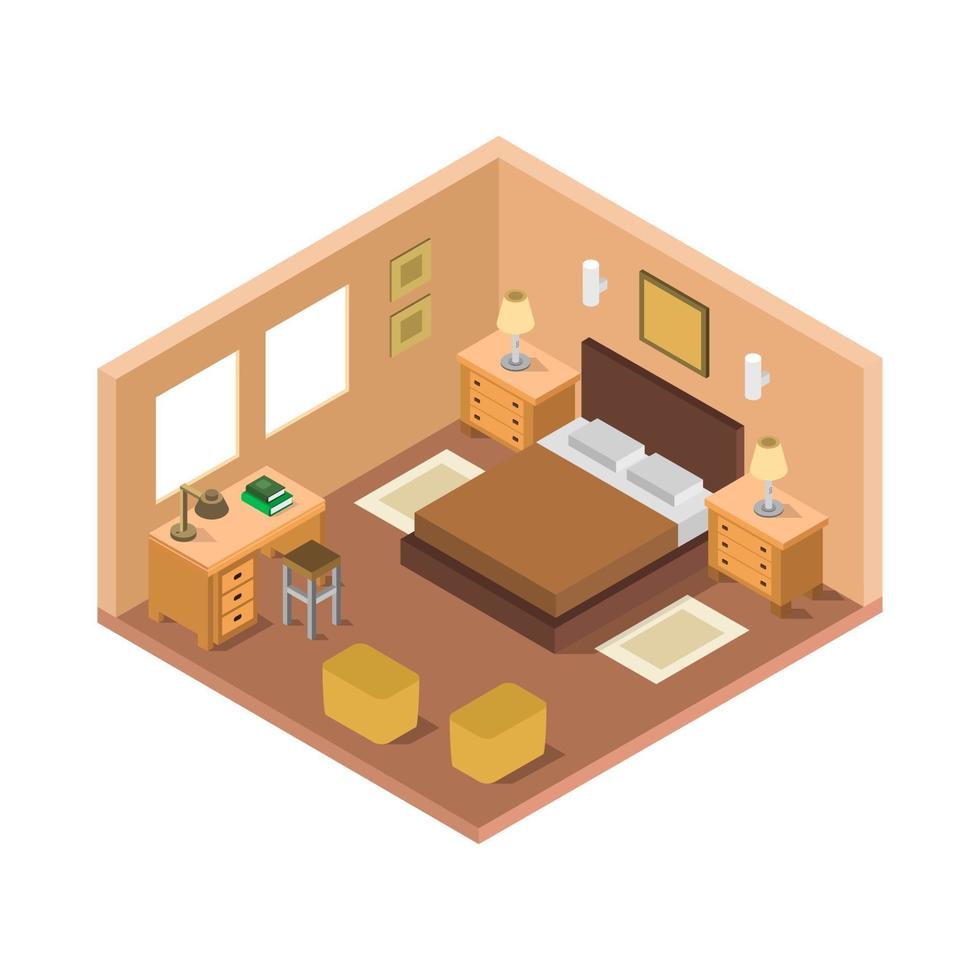 Isometric bedroom on a white background vector