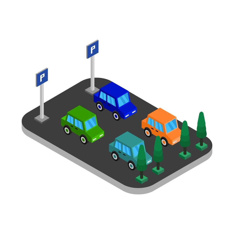 Isometric parking on a white background vector