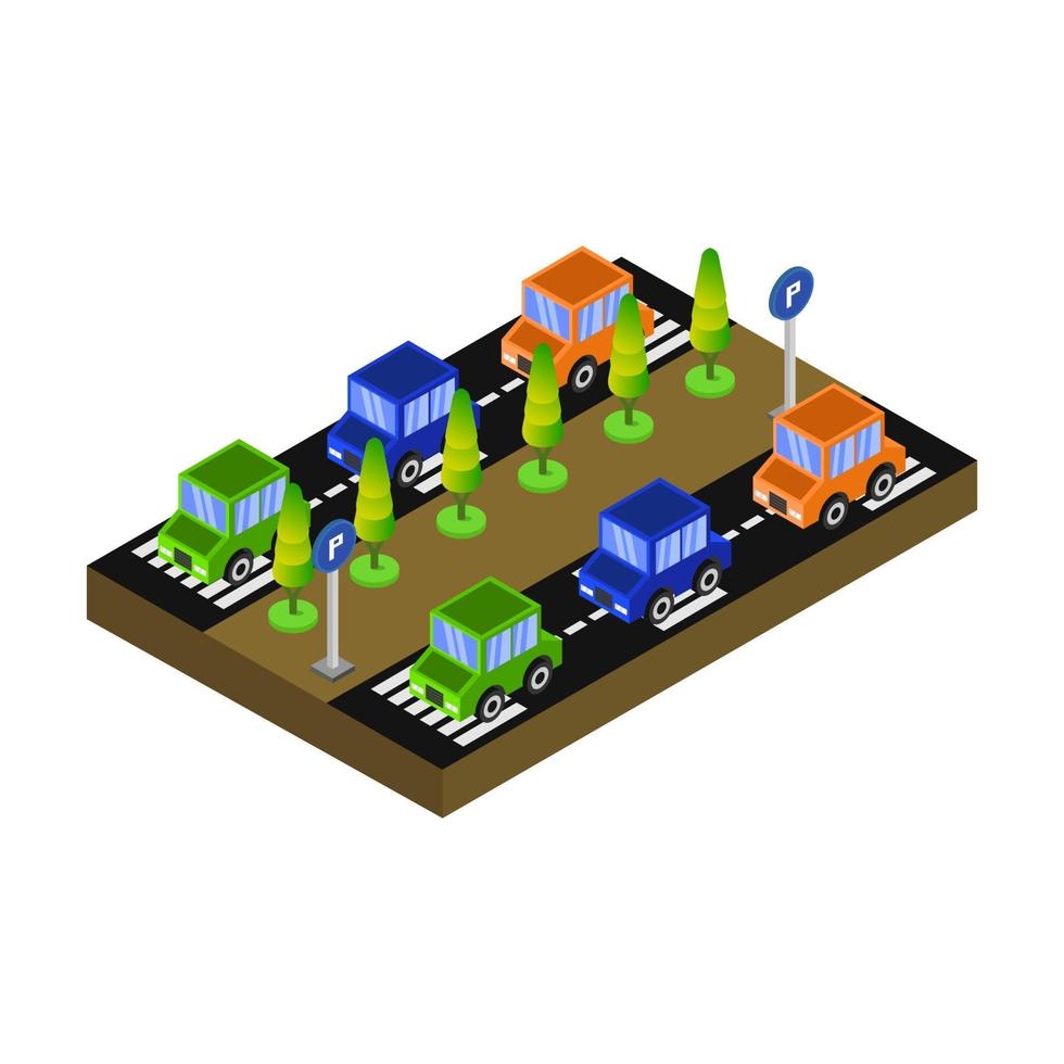 Isometric parking on a white background vector