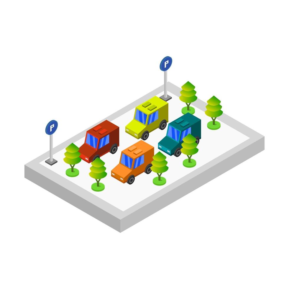 Isometric parking on a white background vector