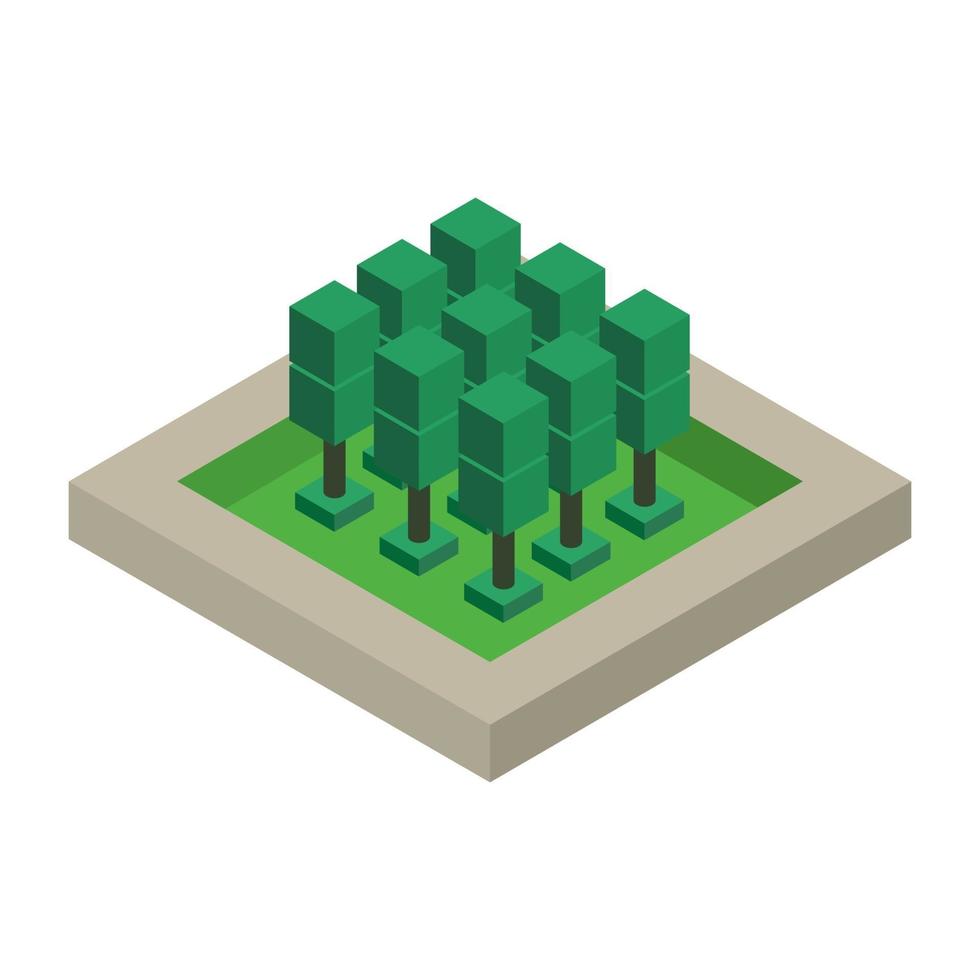 Isometric trees on a white background vector