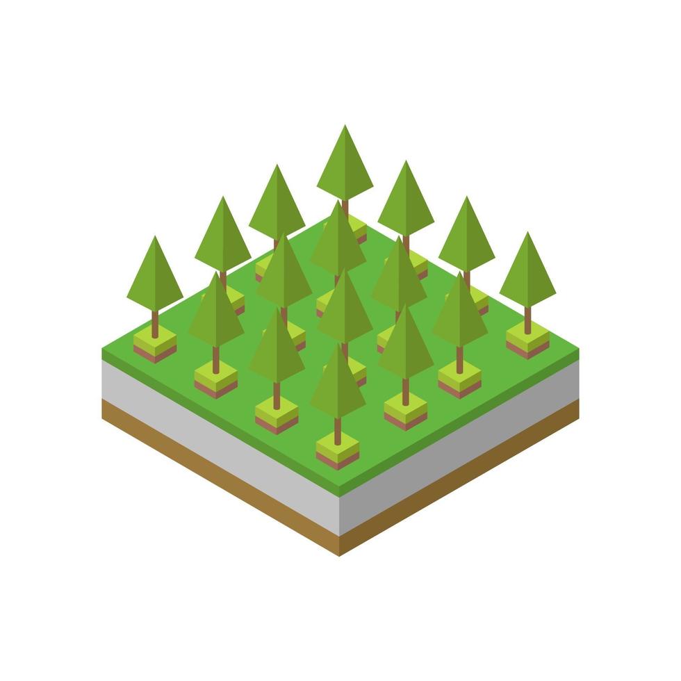 Isometric trees on a white background vector