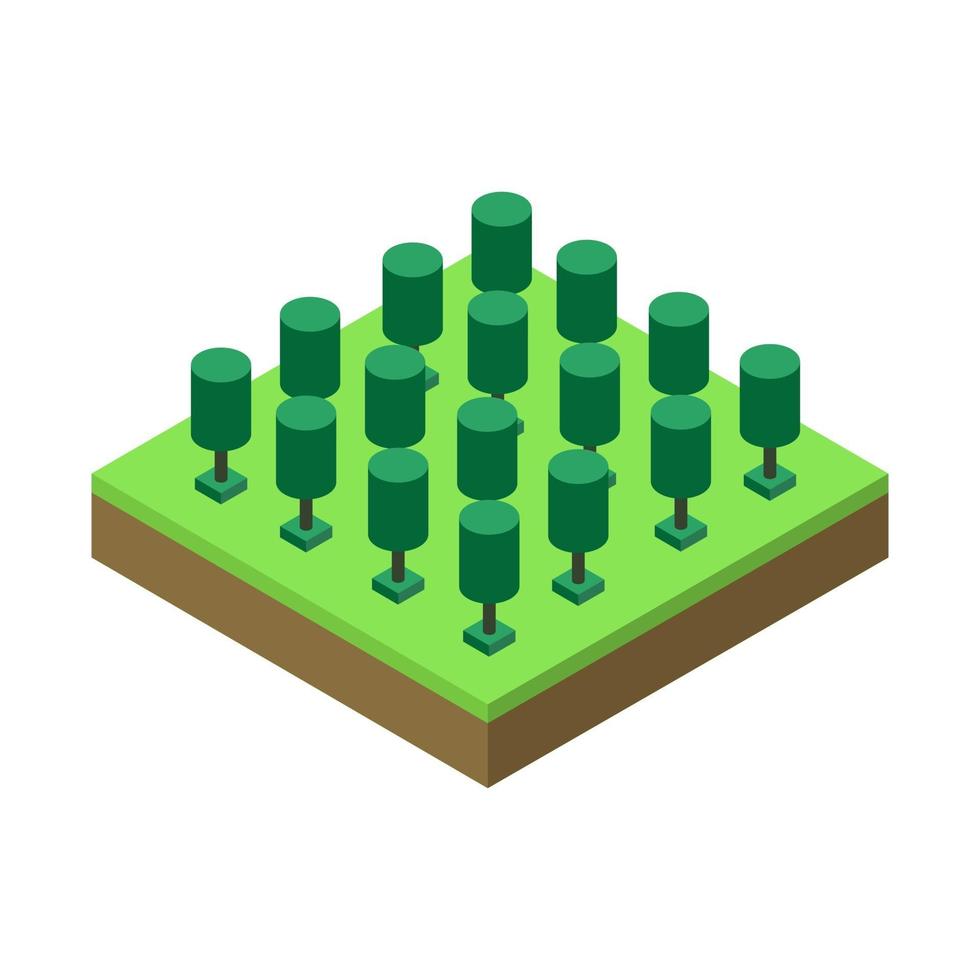 Isometric trees on a white background vector