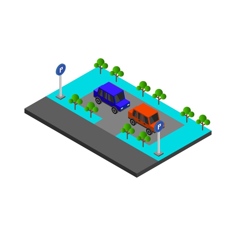 Isometric parking on a white background vector