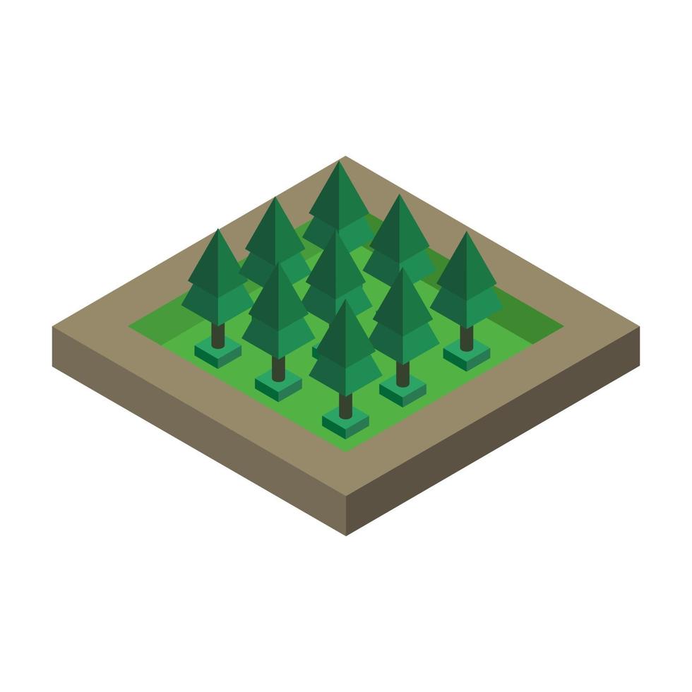 Isometric trees on a white background vector