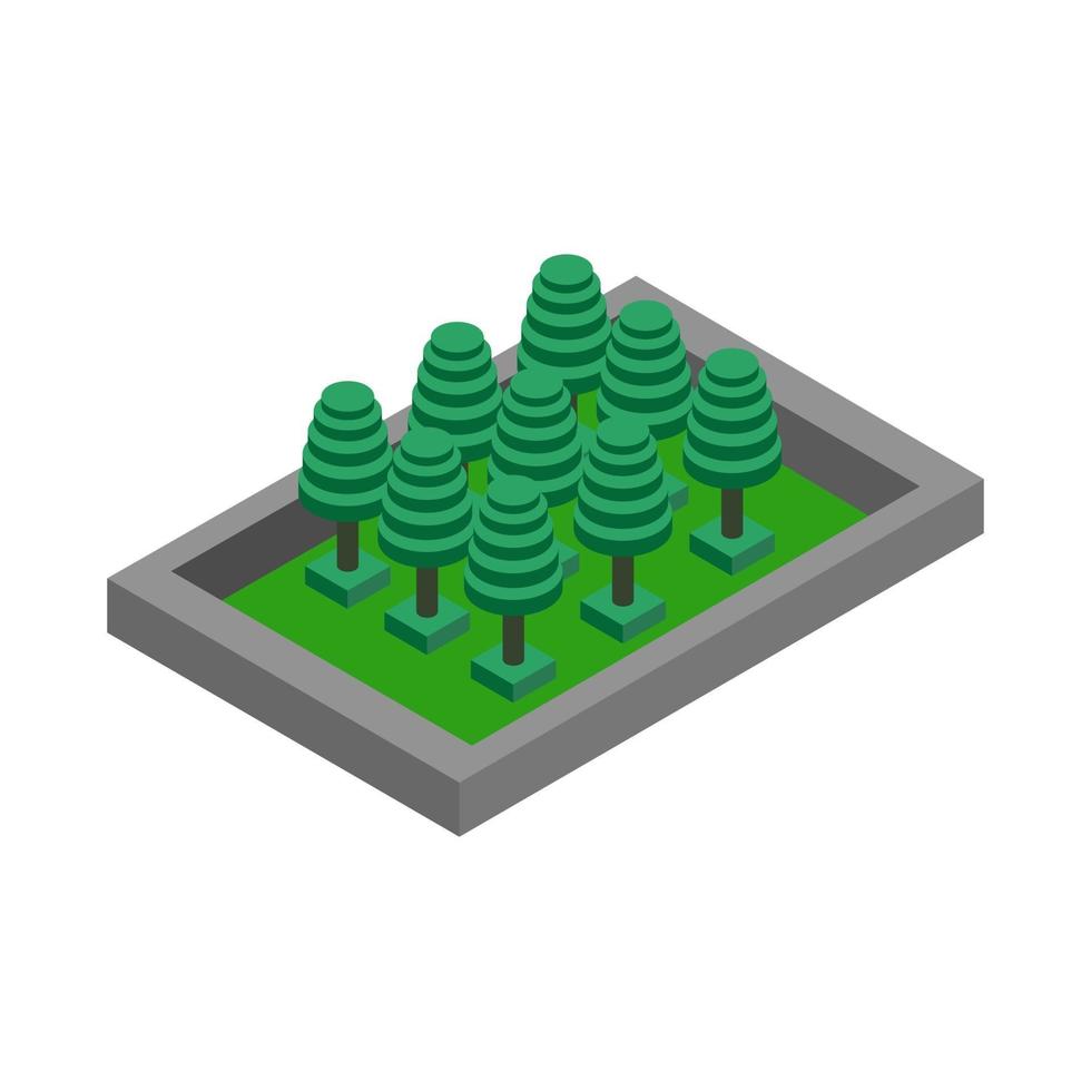 Isometric trees on a white background vector
