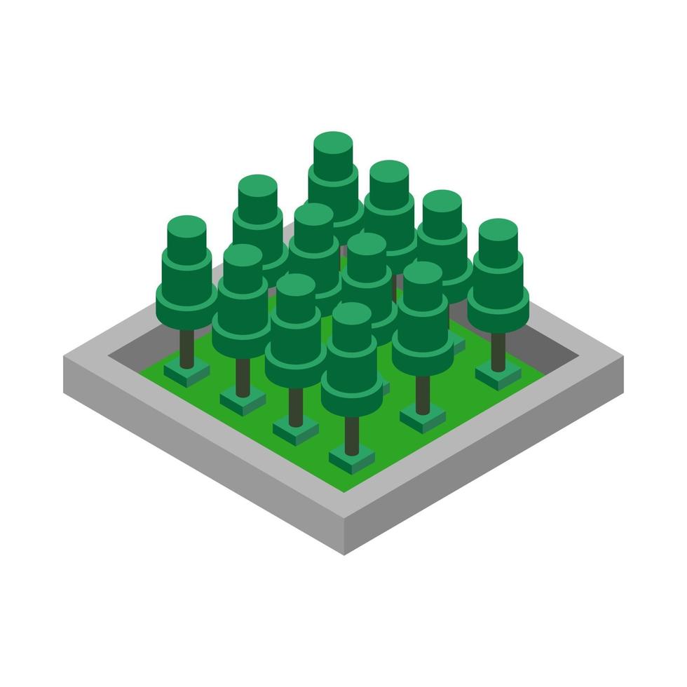 Isometric trees on a white background vector