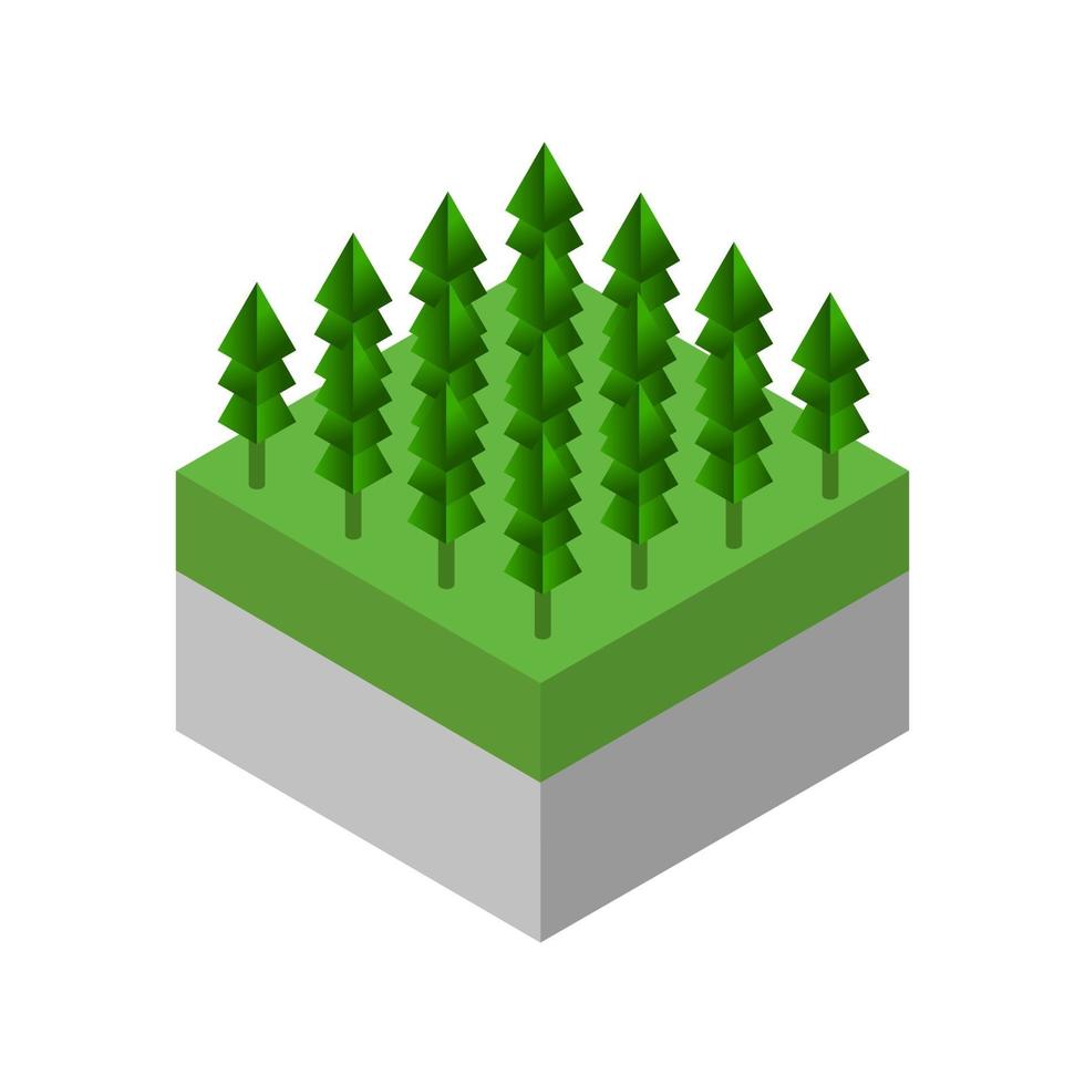 Isometric trees on a white background vector