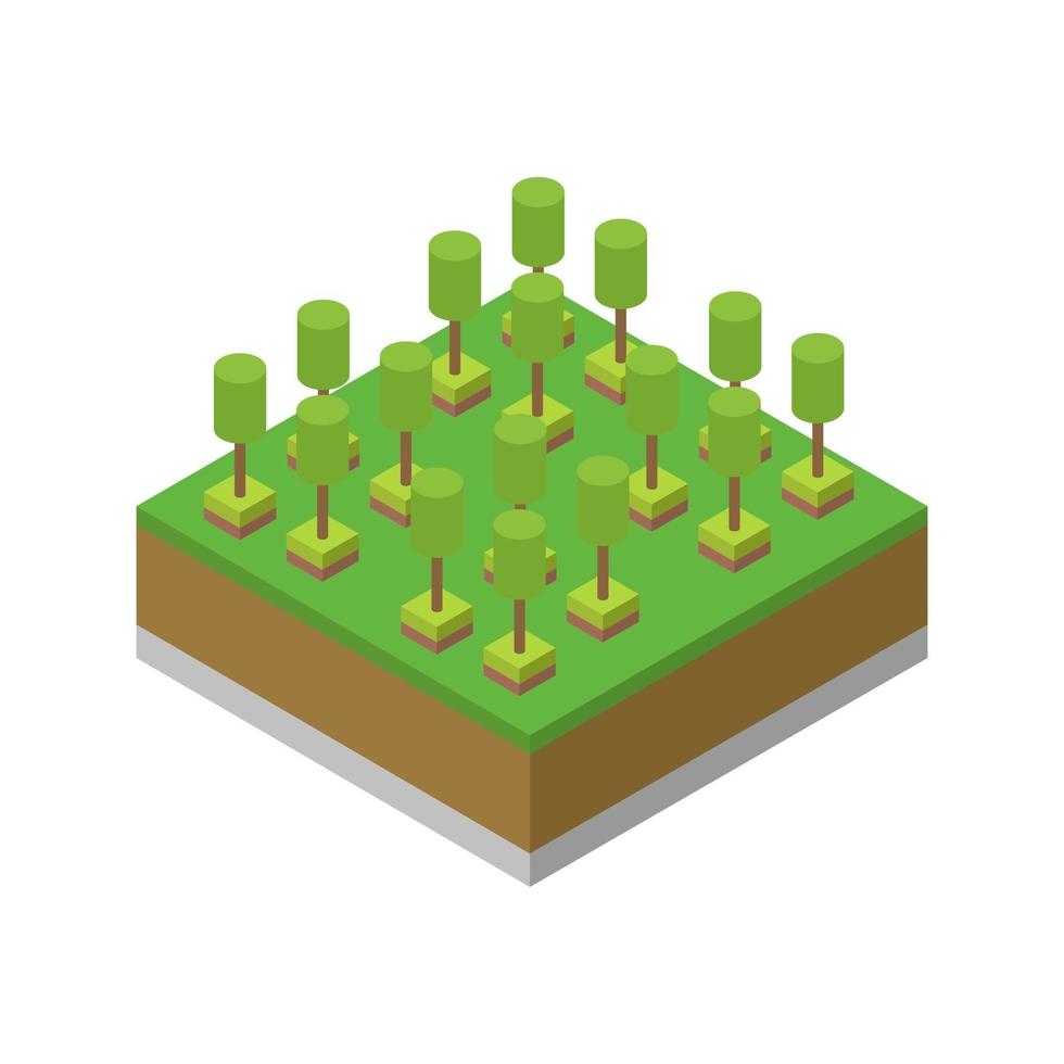 Isometric trees on a white background vector