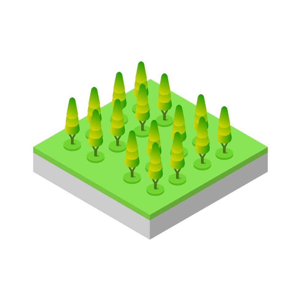 Isometric trees on a white background vector