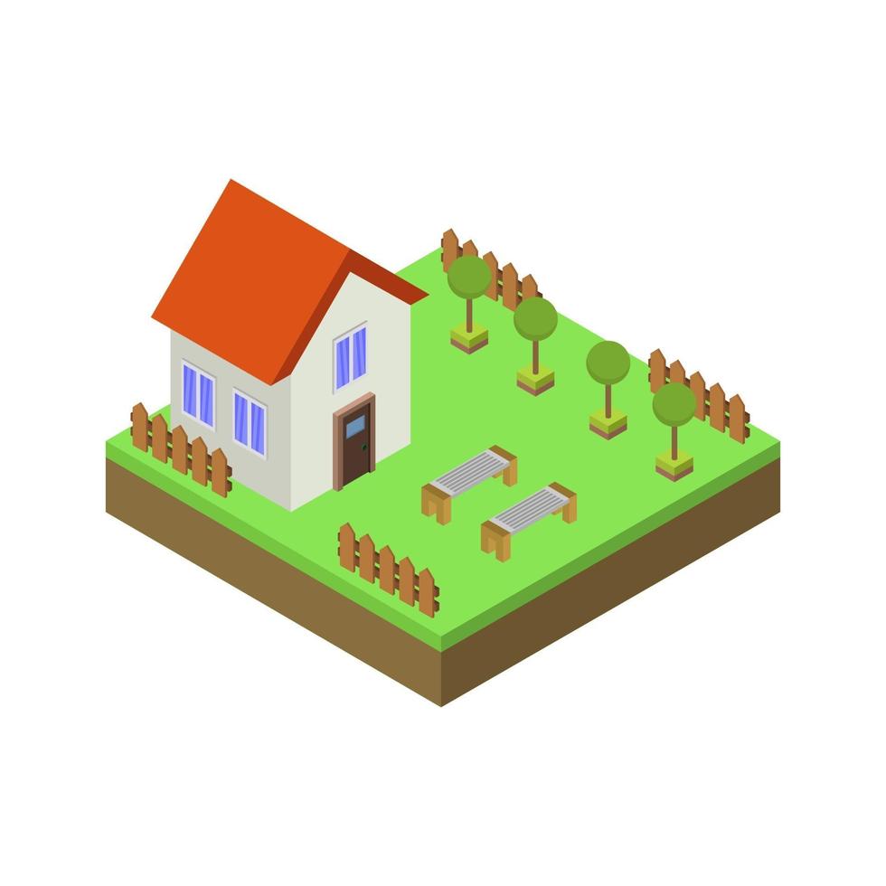 Isometric house on a white background vector