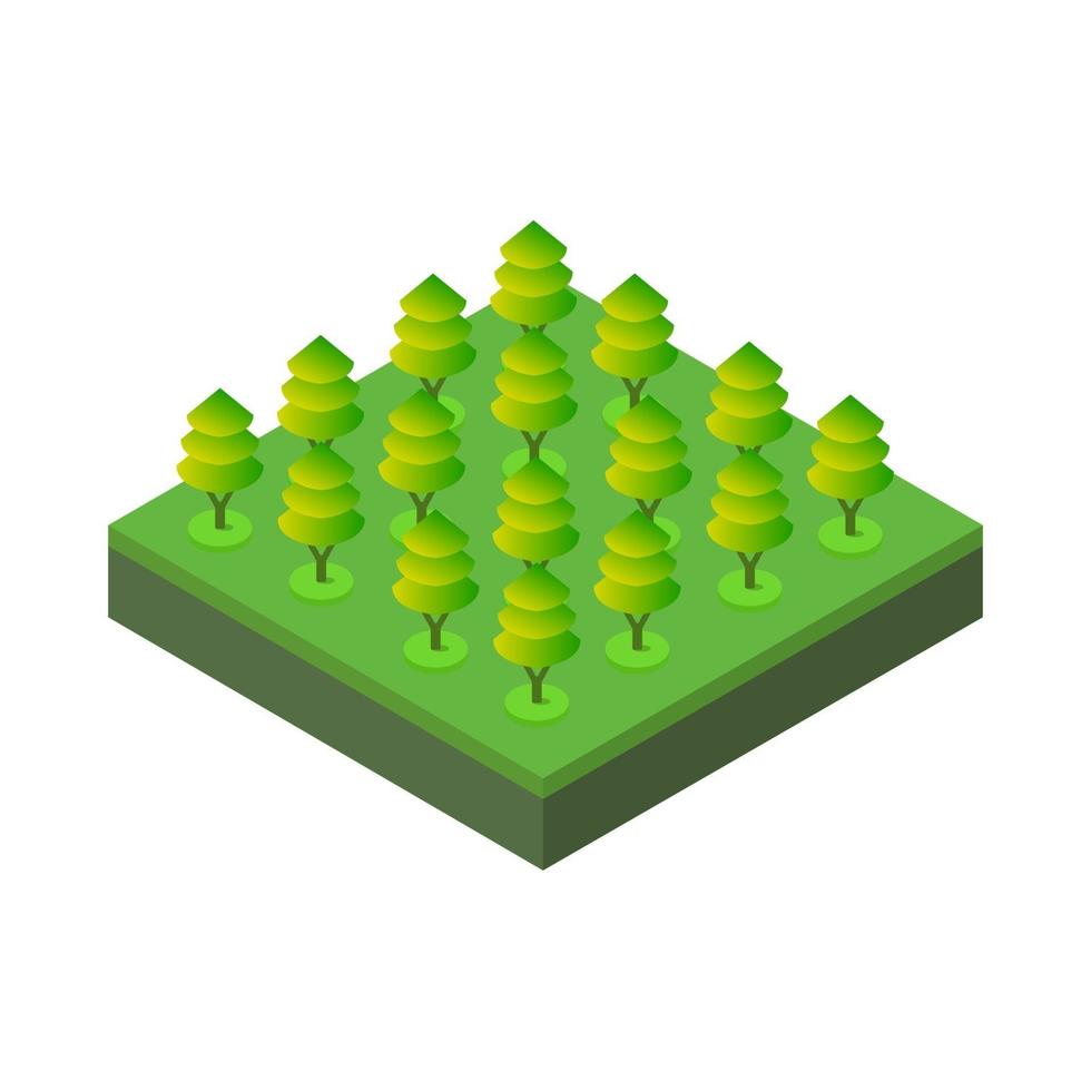 Isometric trees on a white background vector