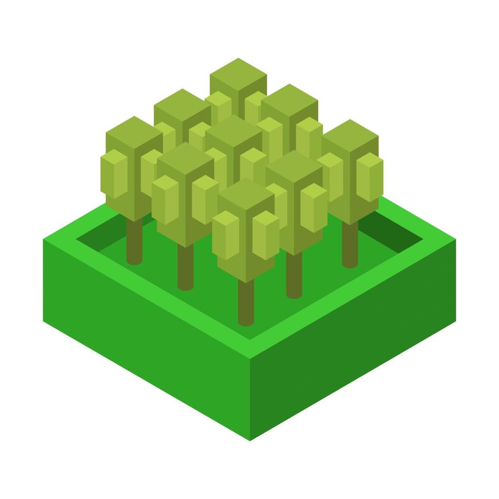 Isometric trees on a white background vector