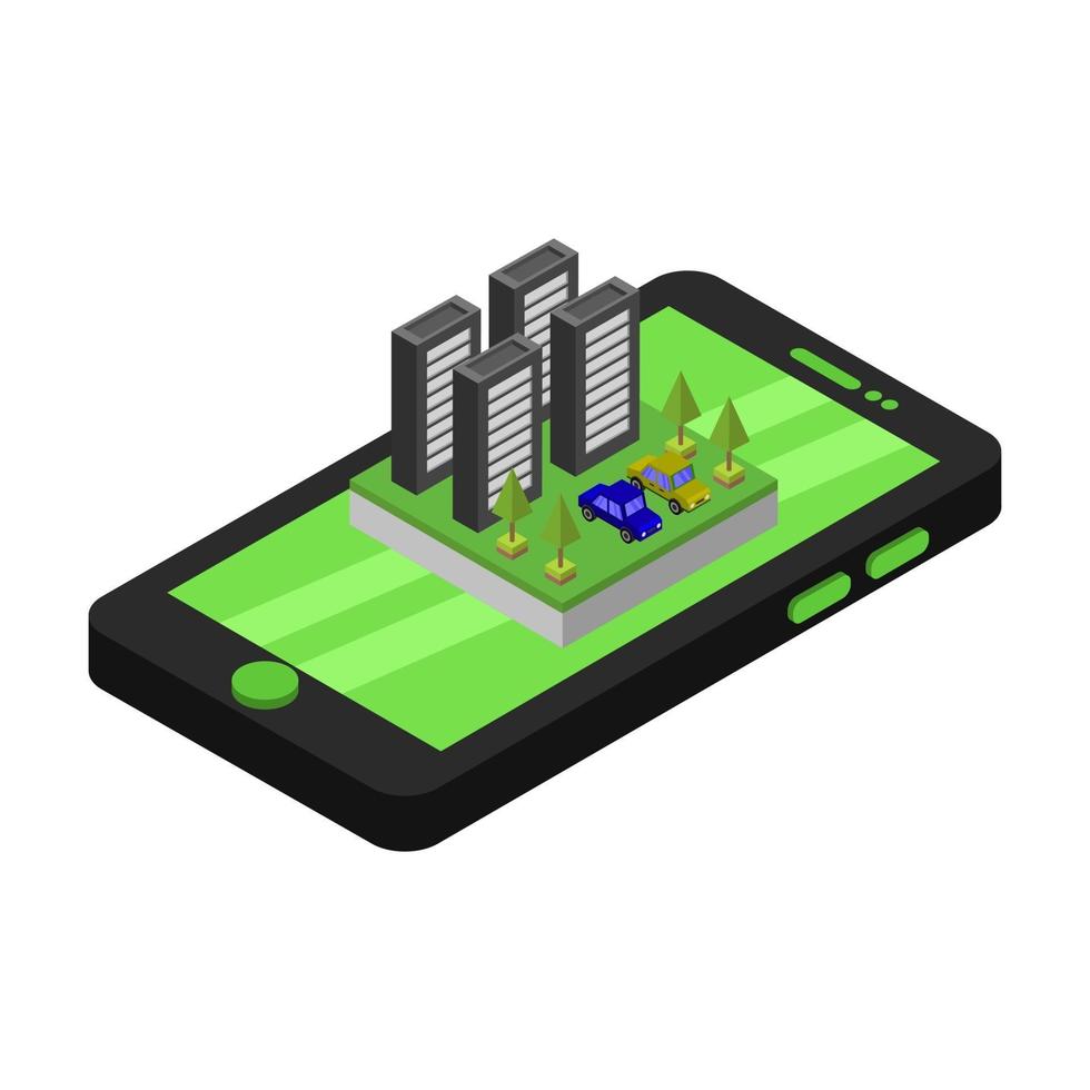 City on isometric smartphone on a white background vector