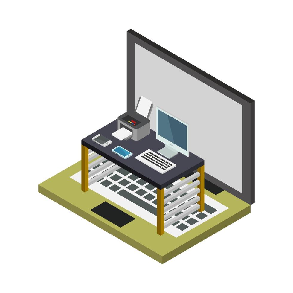 Working online isometric on a white background vector