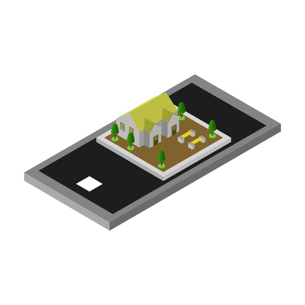 School on isometric smartphone on a white background vector