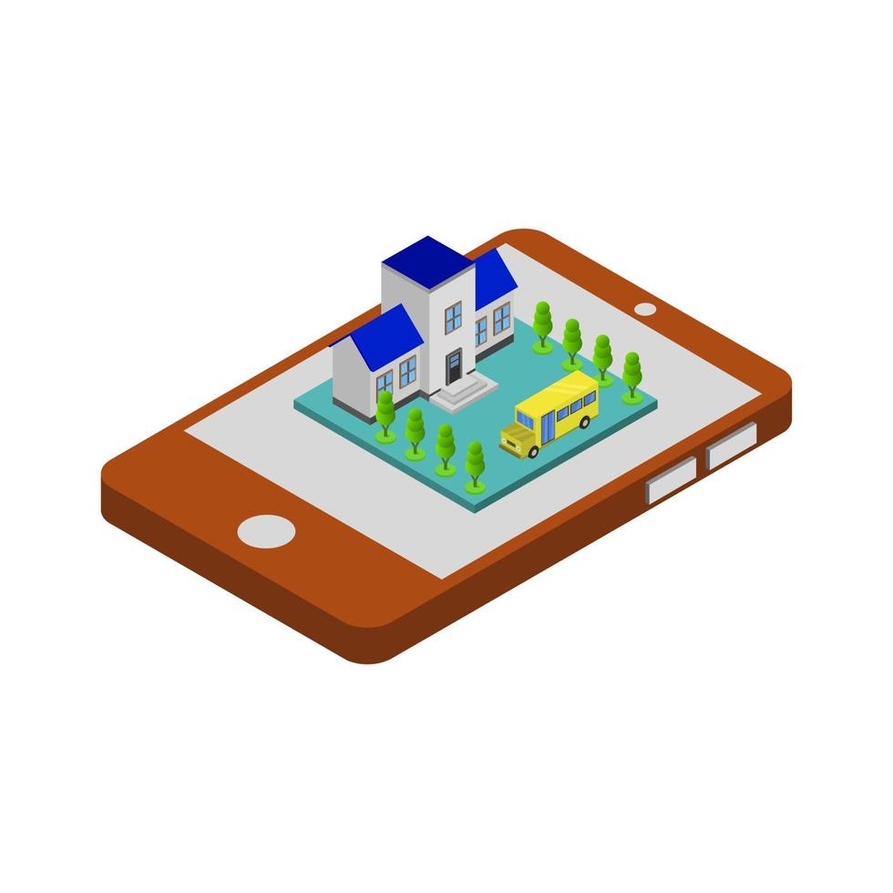 School on isometric smartphone on a white background vector