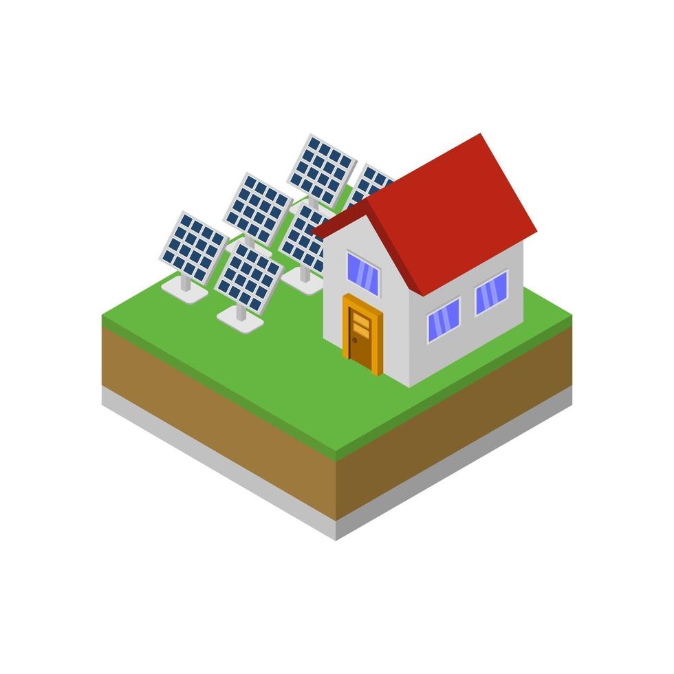 Isometric solar panel on a white background vector