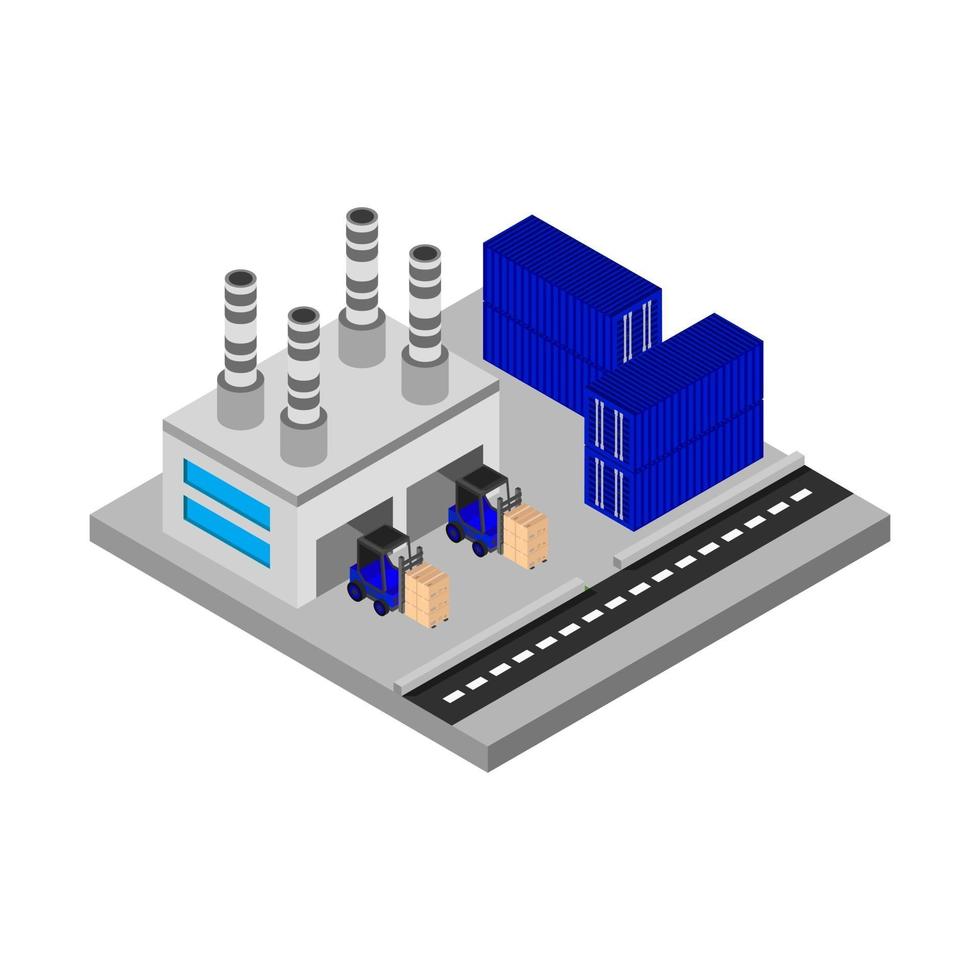 industria isométrica sobre un fondo blanco vector