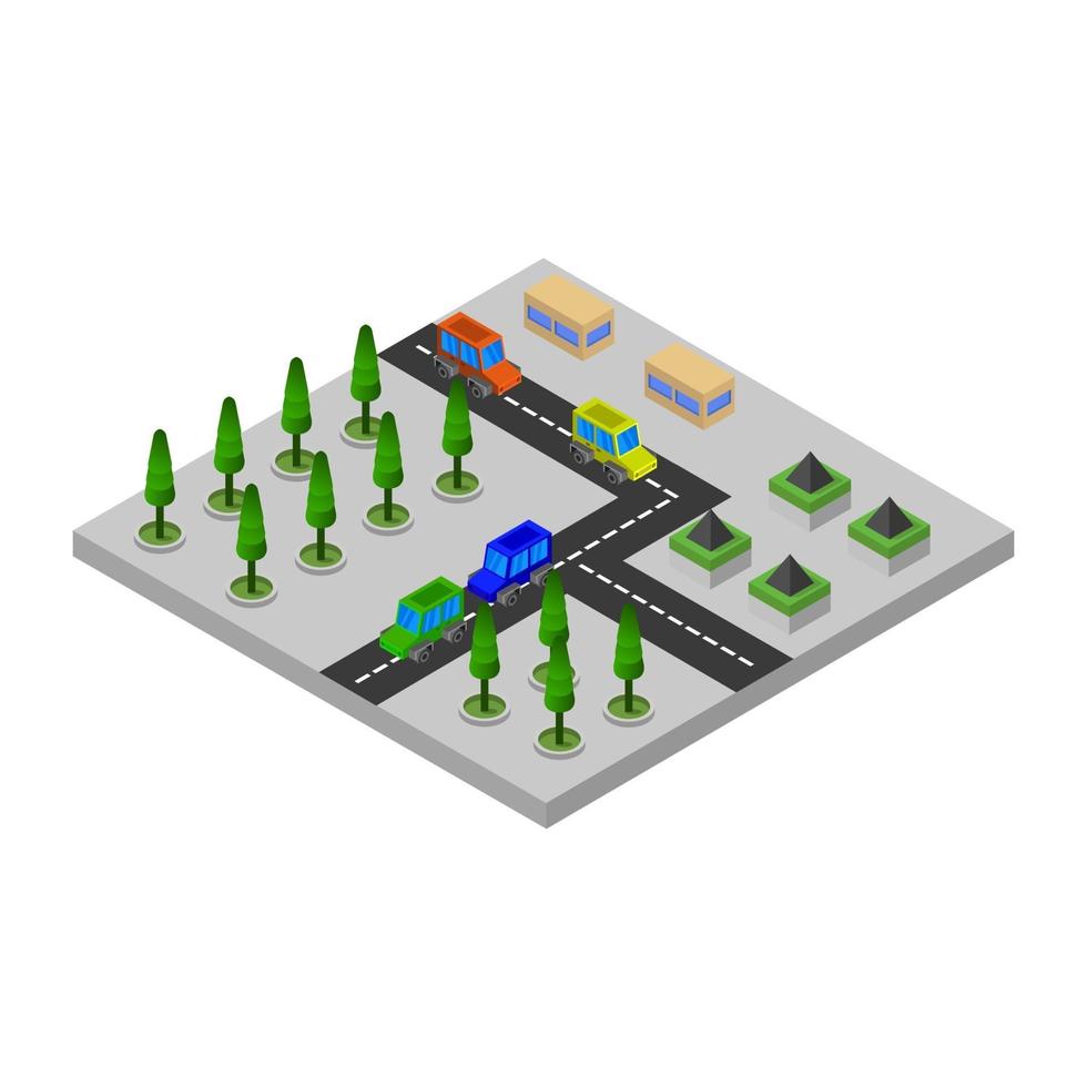 Isometric road on a white background vector