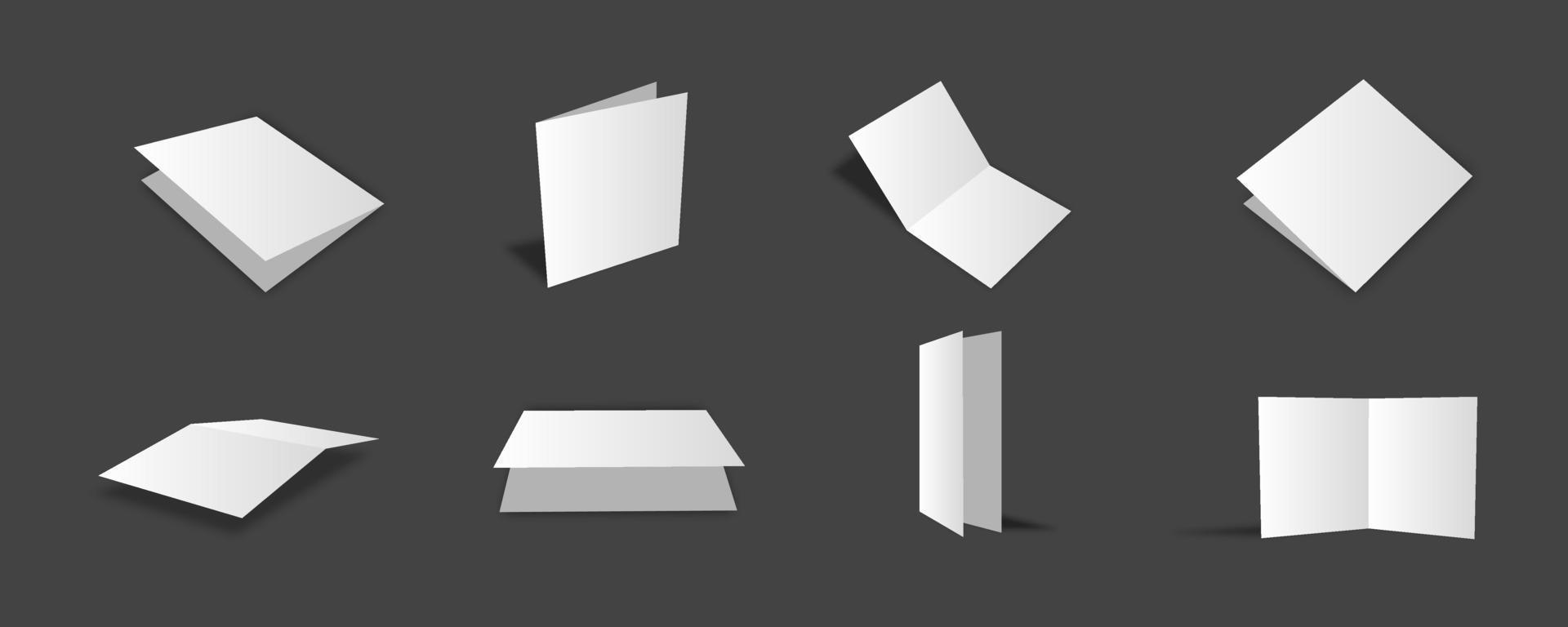 Blank white bifold brochure mockups collection vector