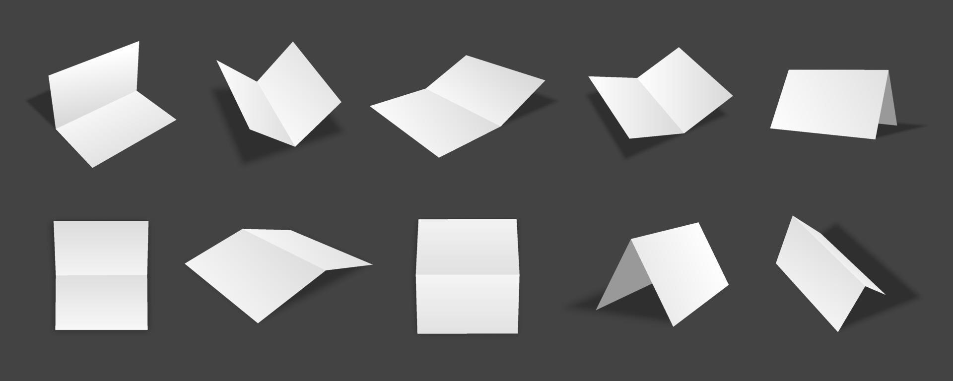 Blank white bifold invitation card mockups collection vector