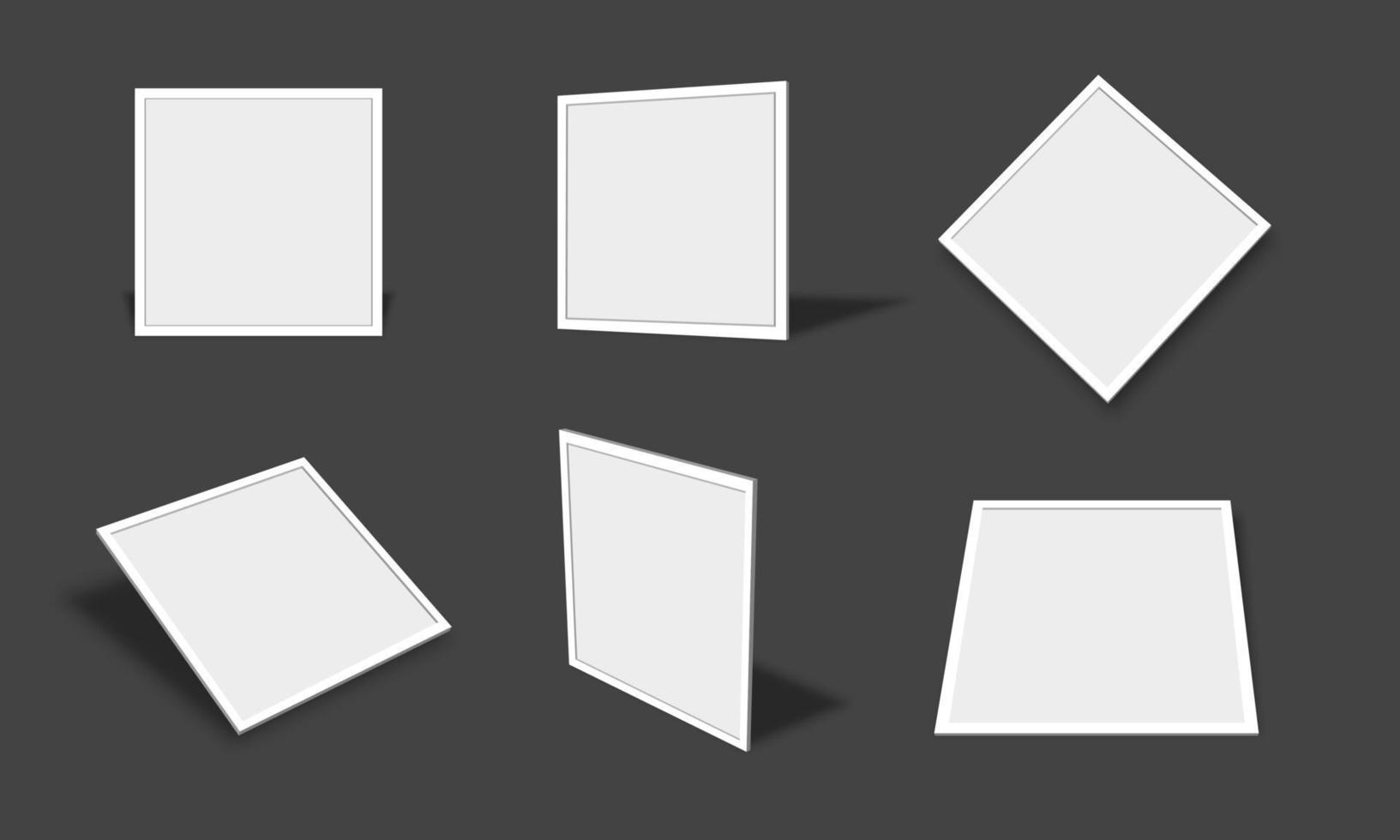 colección de maquetas de marcos de fotos cuadrados blancos en blanco vector
