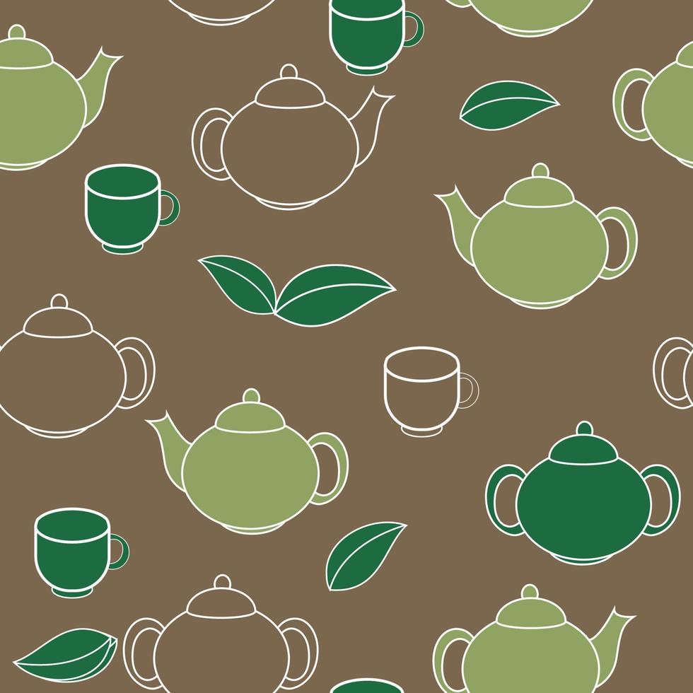 Ilustración de vector de fondo de patrones sin fisuras de té
