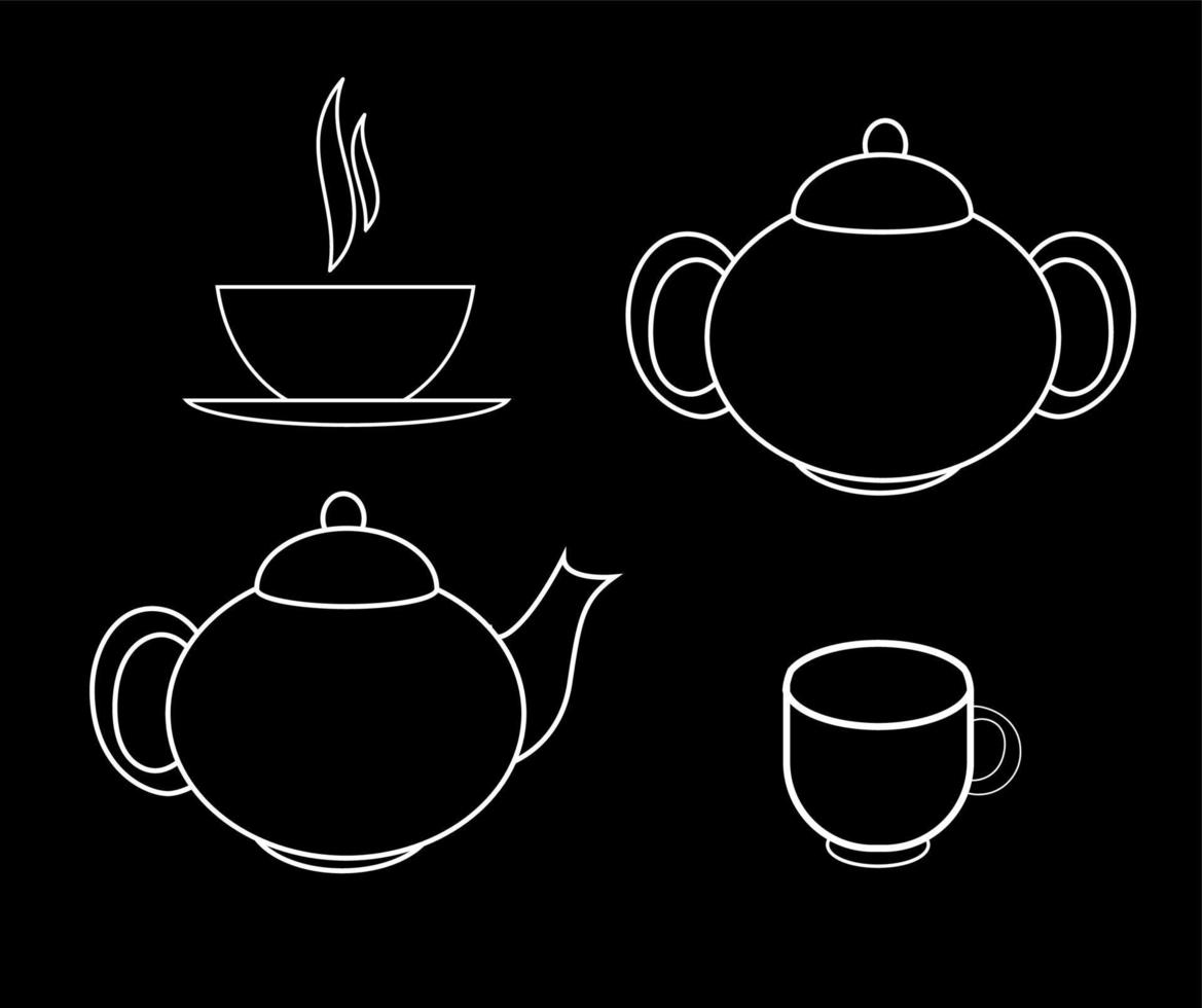 Ilustración de vector de iconos de té