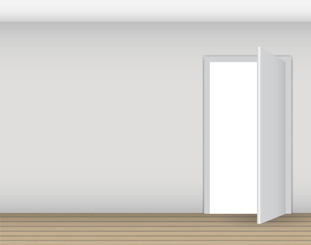 Open White Door on Wall Vector Illustration