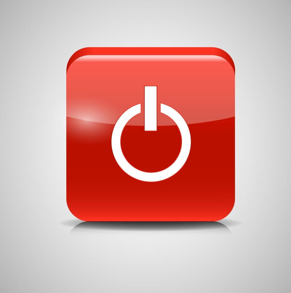 Glass Power Button Icon . Vector Illustration
