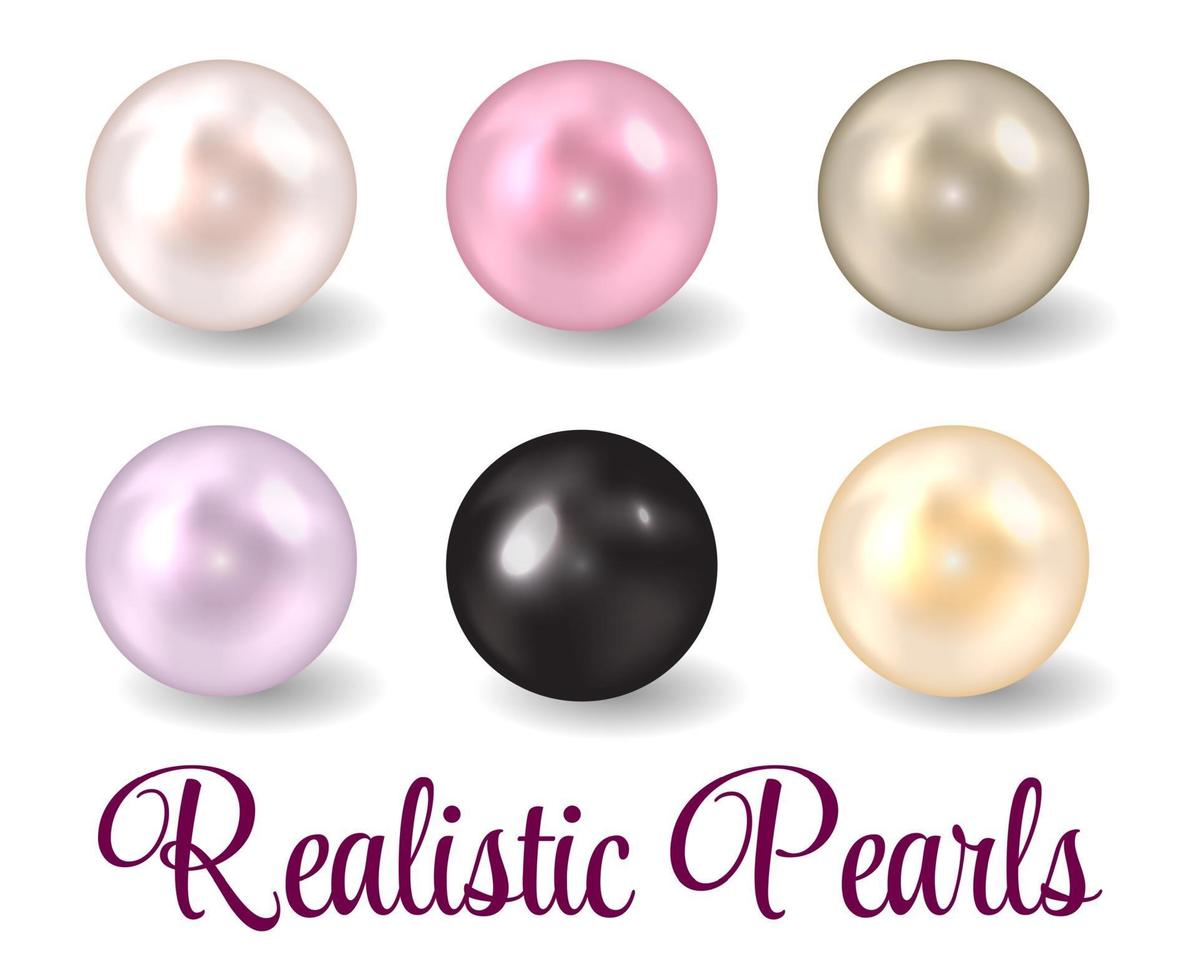 Realistic Pearl Set Vector Illustration
