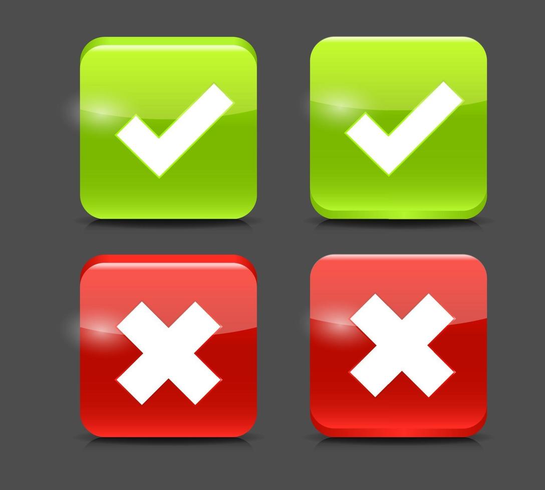 Vector Red and Green Check Mark Icons