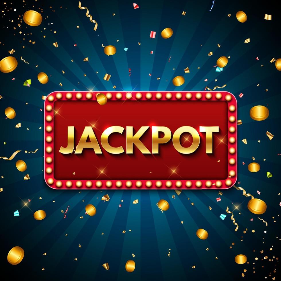 Jackpot background with falling gold confetti. Casino or lottery vector