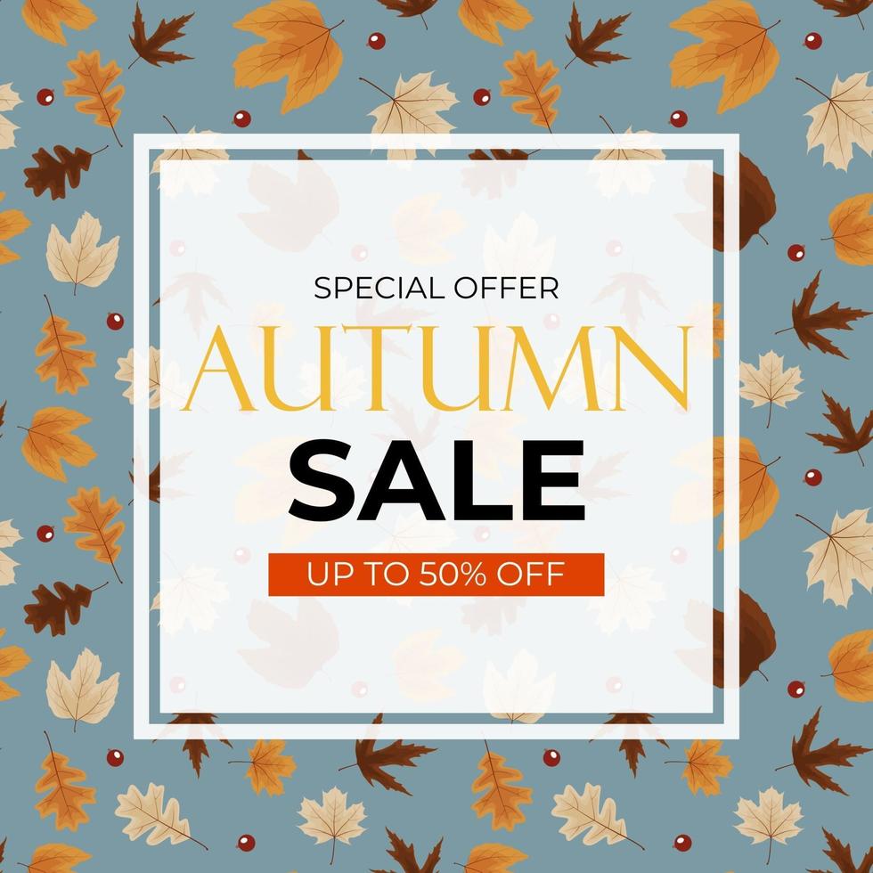 Autumn sale background with falling leaves. vector