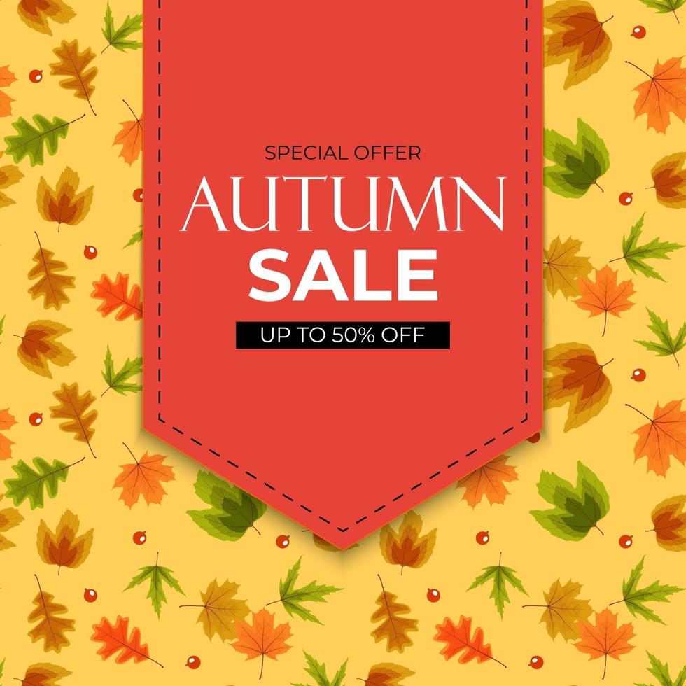 Autumn sale background with falling leaves vector