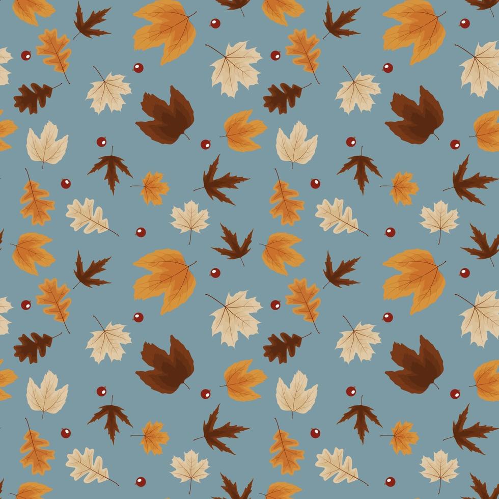 Autumn Natural Leaves Seamless Pattern Background. vector