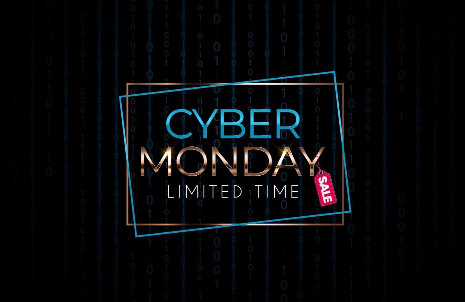 Cyber Monday Sale Background. Vector Illustration on black