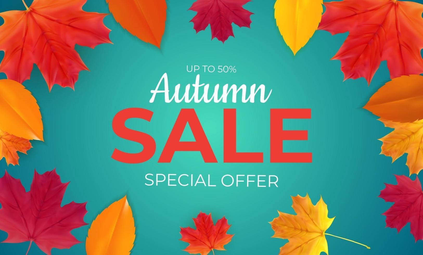 Shiny Autumn Leaves Sale Banner. Vector Illustration