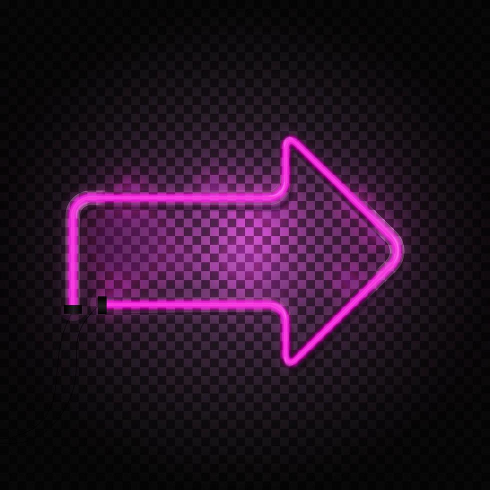 Glowing Pink Neon Arrow Tubes on Dark vector