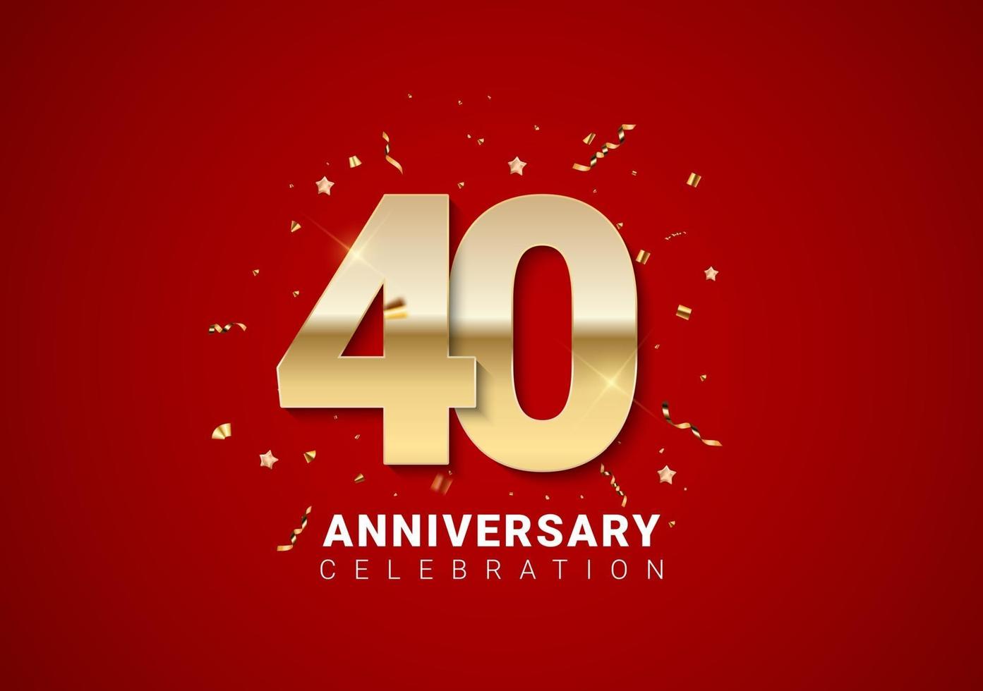 40 anniversary background with golden numbers, confetti, stars vector