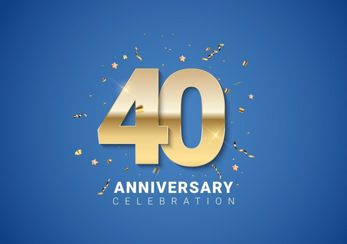 40 anniversary background with golden numbers, confetti, stars vector