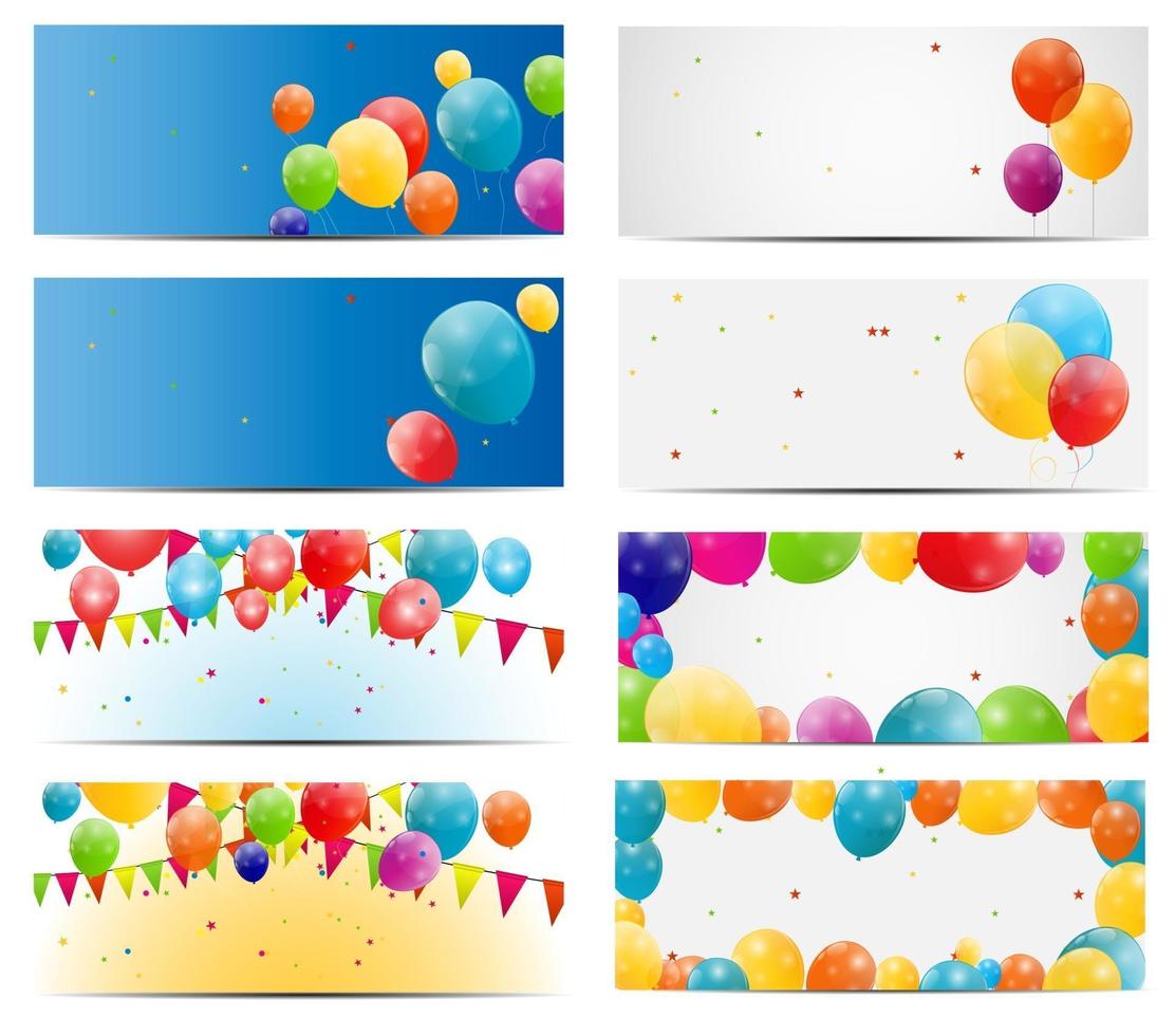 Ilustración de vector de fondo de tarjeta de globos brillantes de color