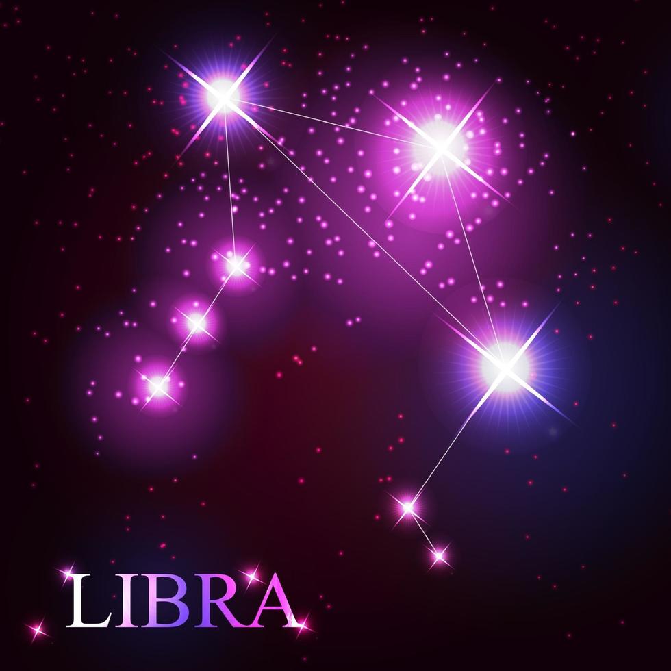 libra zodiac sign of the beautiful bright stars vector