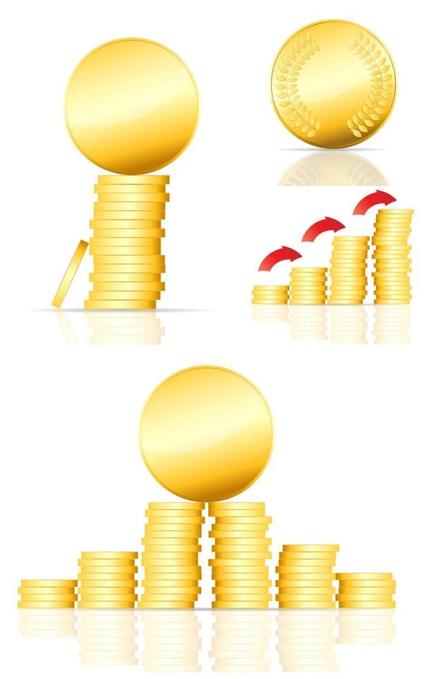 gold coin vector illustration on white