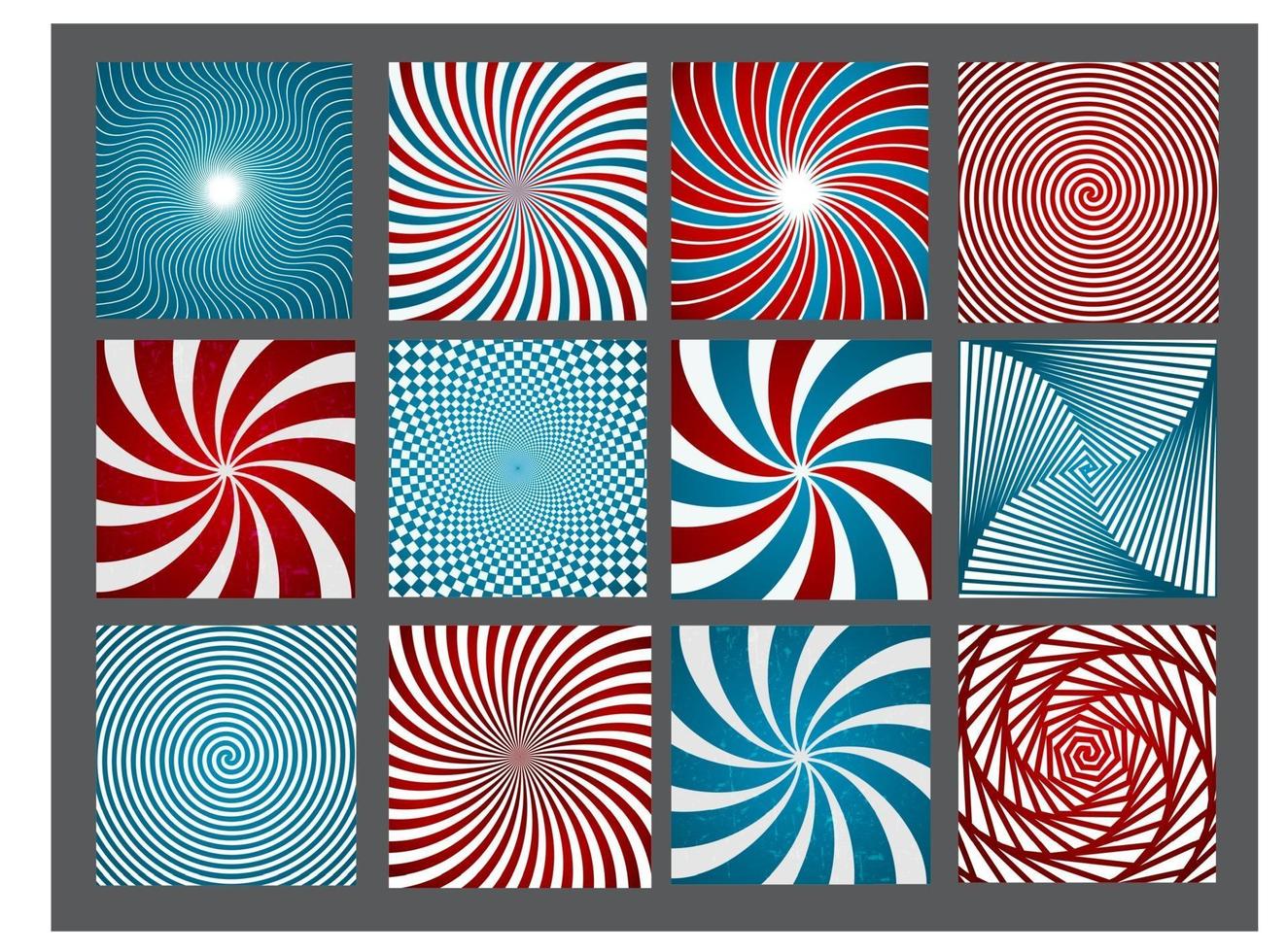 retro vintage hypnotic background set. vector illustration