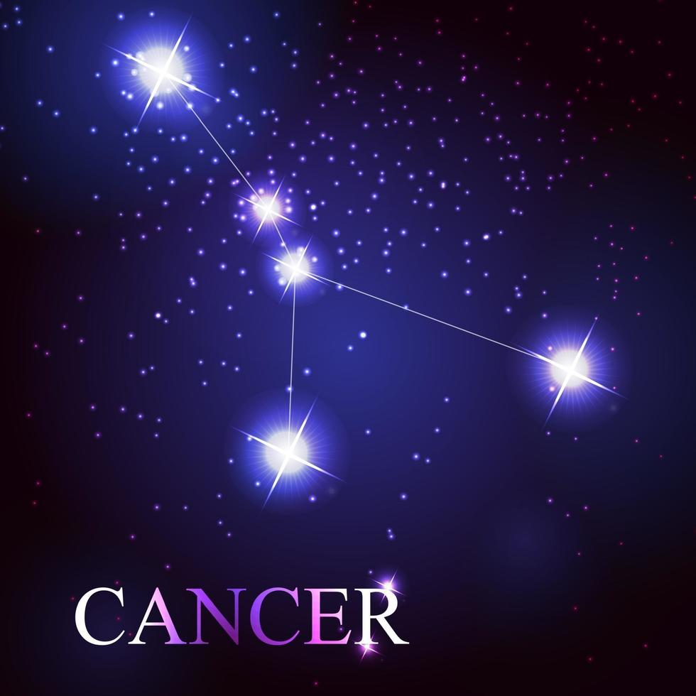 Cáncer signo del zodíaco de las hermosas estrellas brillantes. vector