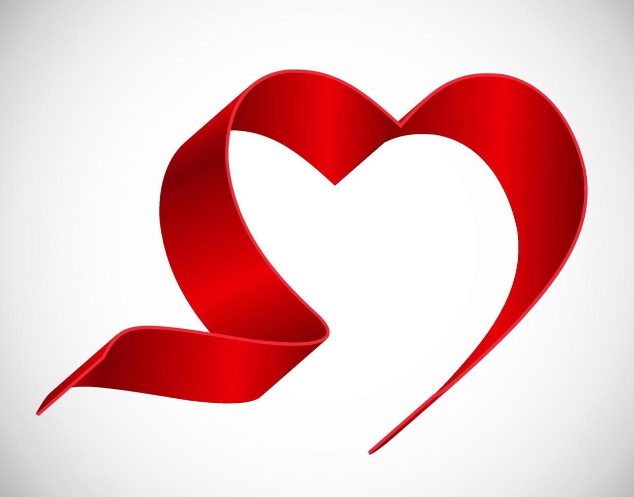 Heart from Red Ribbon Vector Illustration