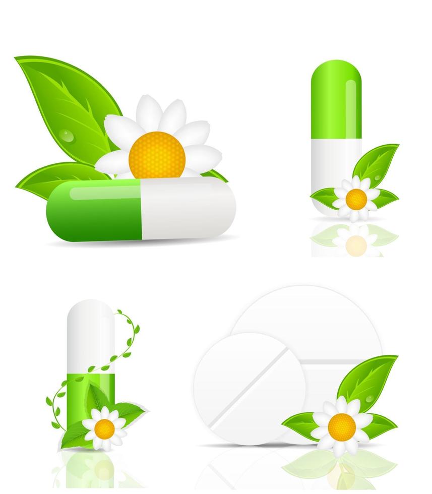 Herbal pill icon.Environment background vector illustration